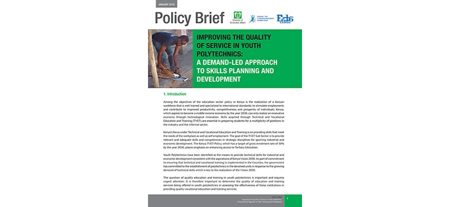 Improving The Quality Of Service In Youth Polytechnics: A Demand-Led Approach To Skills Planning And Development